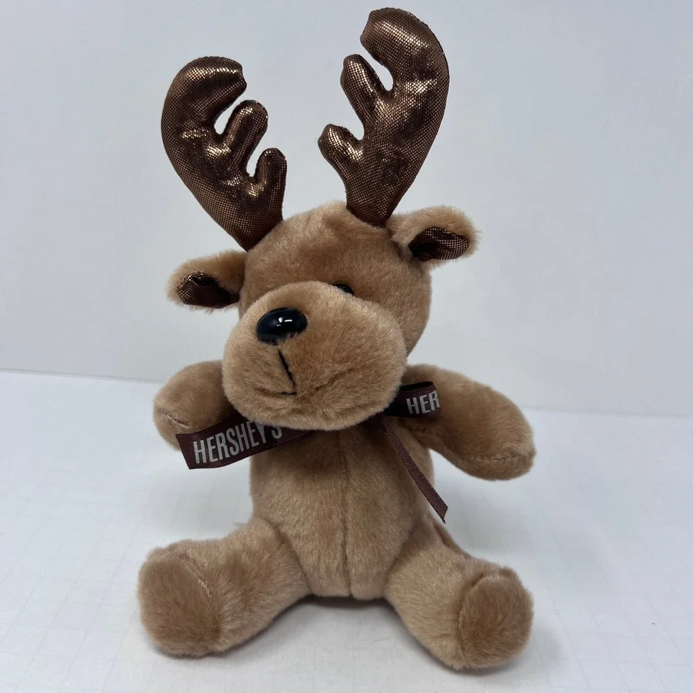 Galerie Hershey Reindeer 5 inch Brown Gold Metallic‎ Antlers Christmas Plush